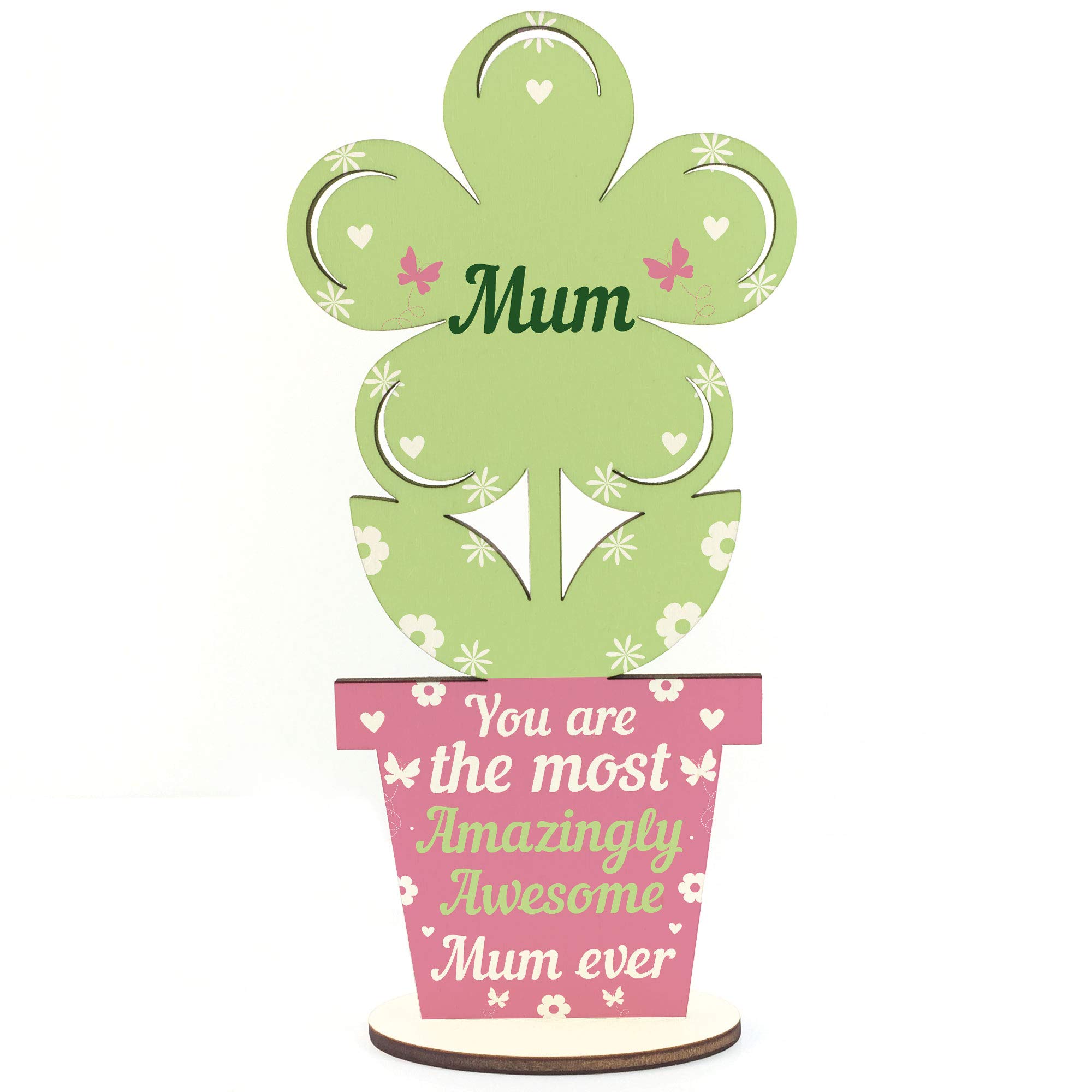 RED OCEAN Amazing Mum Gift Wooden Flower Mum Birthday From Daughter Son Keepsake