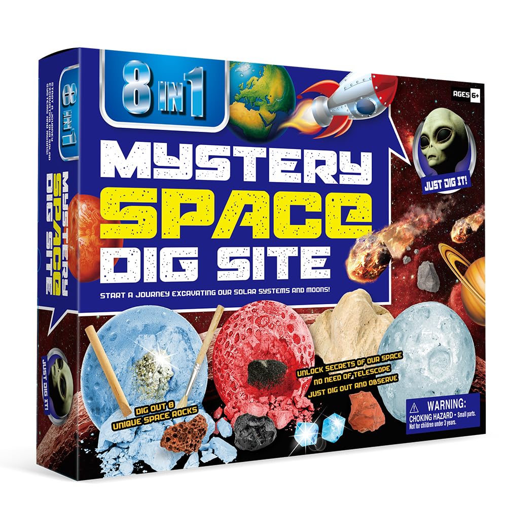 Eduman 8 In 1 Space Mystery space Site, Rocks Dig Kit D3145G, 6+