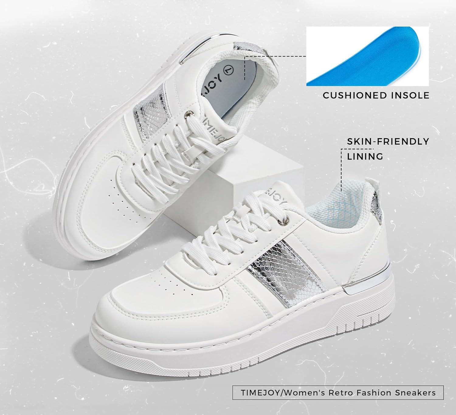 TIMEJOY Women's Platform Fashion Sneakers Retro Casual Walking Tennis Shoes Low Top Lace Up Comfort Non Slip Footwear - Image 4