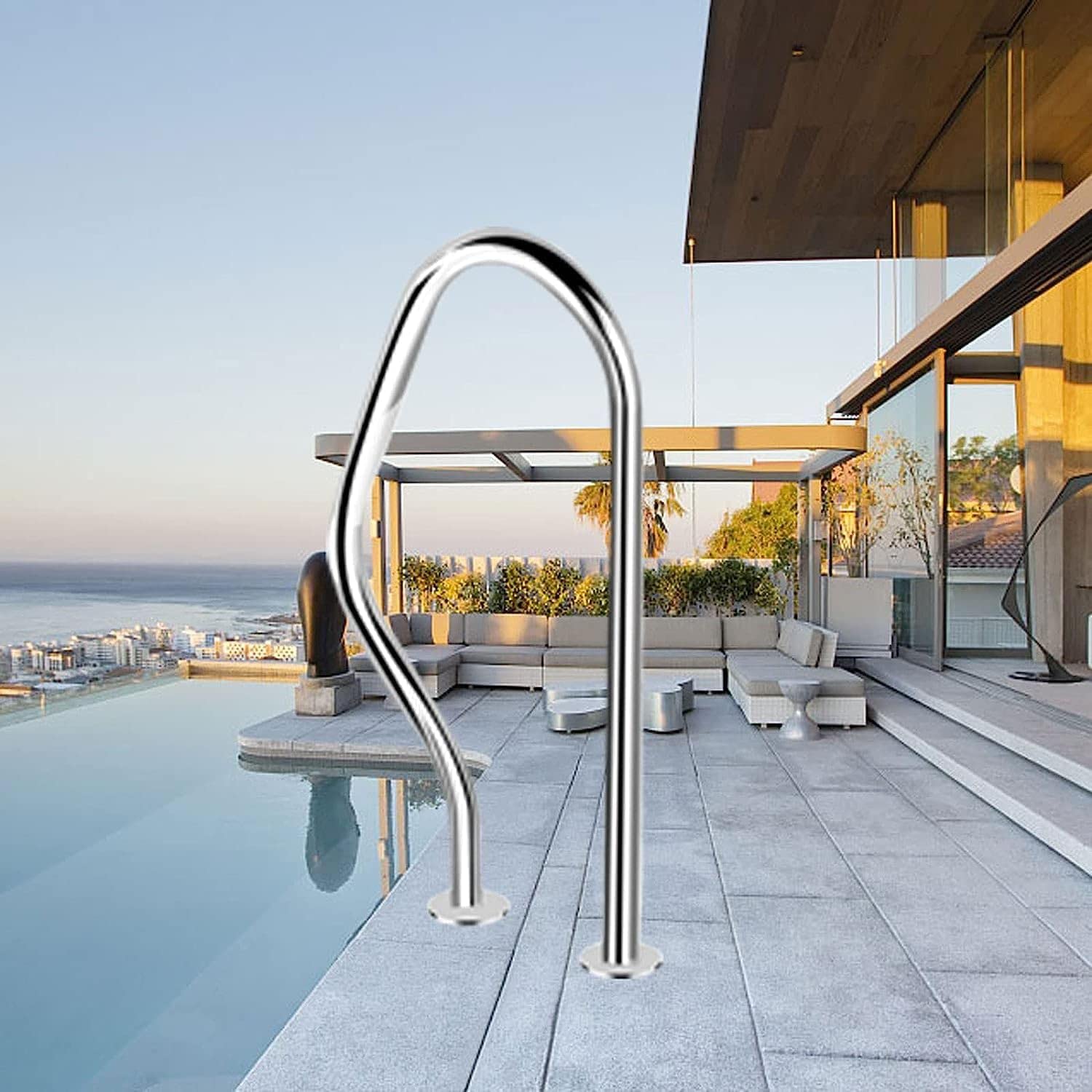 Main courante de sécurité pour piscine rampe anti-glissade marche de bassin avec base