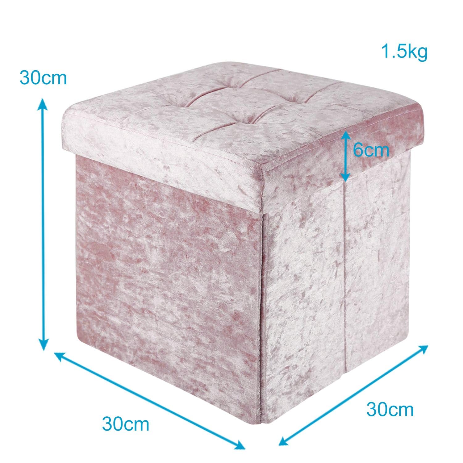 INTIRILIFE Sitzhocker Grau 30x30x30cm - Sitzwürfel Mit Stauraum & Deckel Aus Samt, Bis 80kg