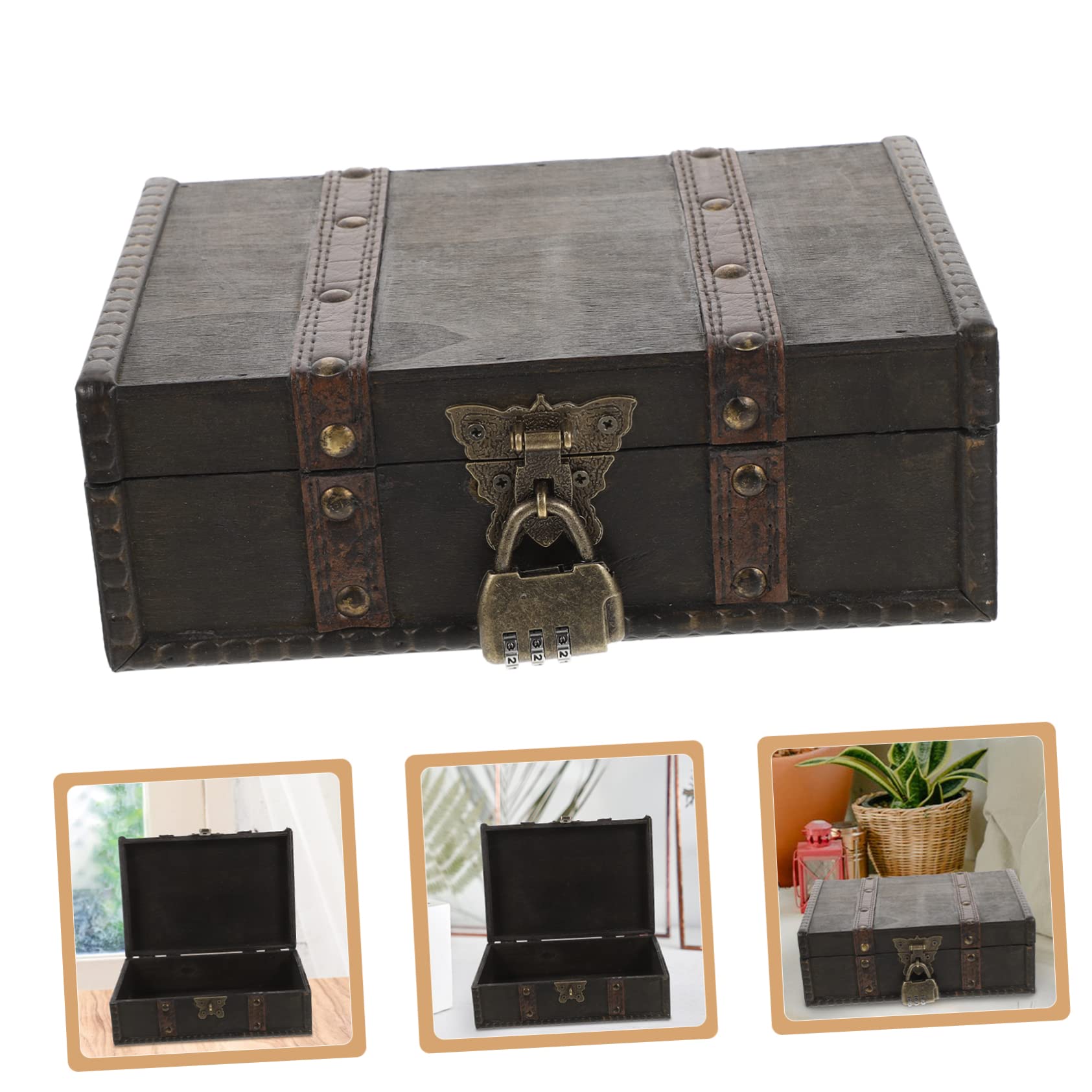 Vintage Schmuckkästchen mit Zahlenschloss Schmuckaufbewahrungsbox für Ringe und Anhänger im Retro Stil für Wohnzimmer und Zuhause