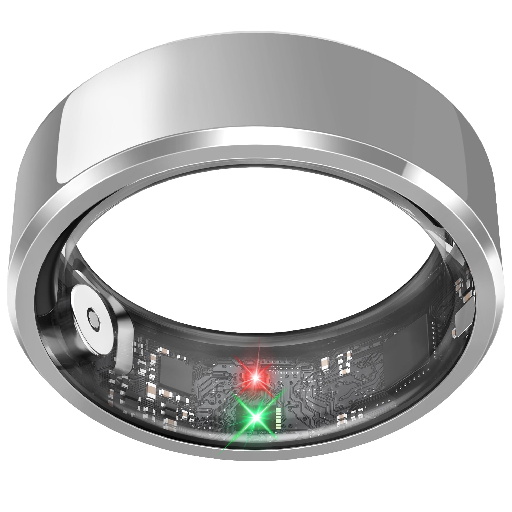 Smart Ring for Women,Fitness & Activity Tracker with Blood Pressure/Heart Rate Monitor, Sleep Tracker, Step Counter, IP68 Waterproof Ring for iOS&Android,Fast Charge,No Subscription (Silver,Size8）