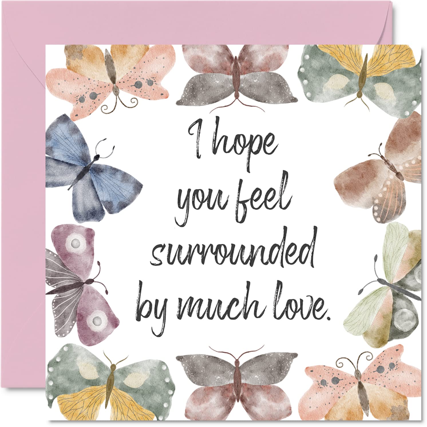 Sympathy Cards Thinking of You Cards - Much Love - Butterfly Condolences Card, Mourning Bereavement for Adults, Sorry For Your Loss, 145mm Butterflies Sympathy Greeting