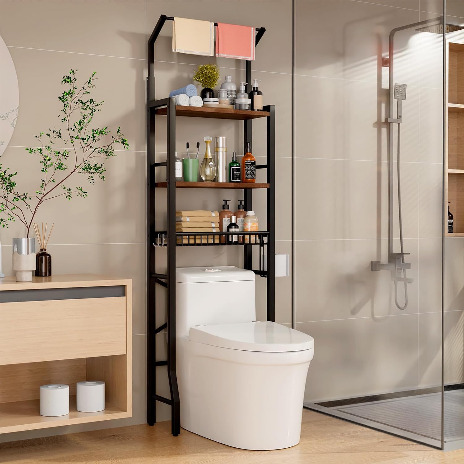 Amazon.com: KABYTWO Over The Toilet Storage Cabinet, Over Toilet ...