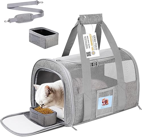 Miniatura 7 de Transportador de mascotas aprobado por aerolíneas para perros pequeños, gatos, gatitos de menos de 15 libras, plegable y suave, transportador de
