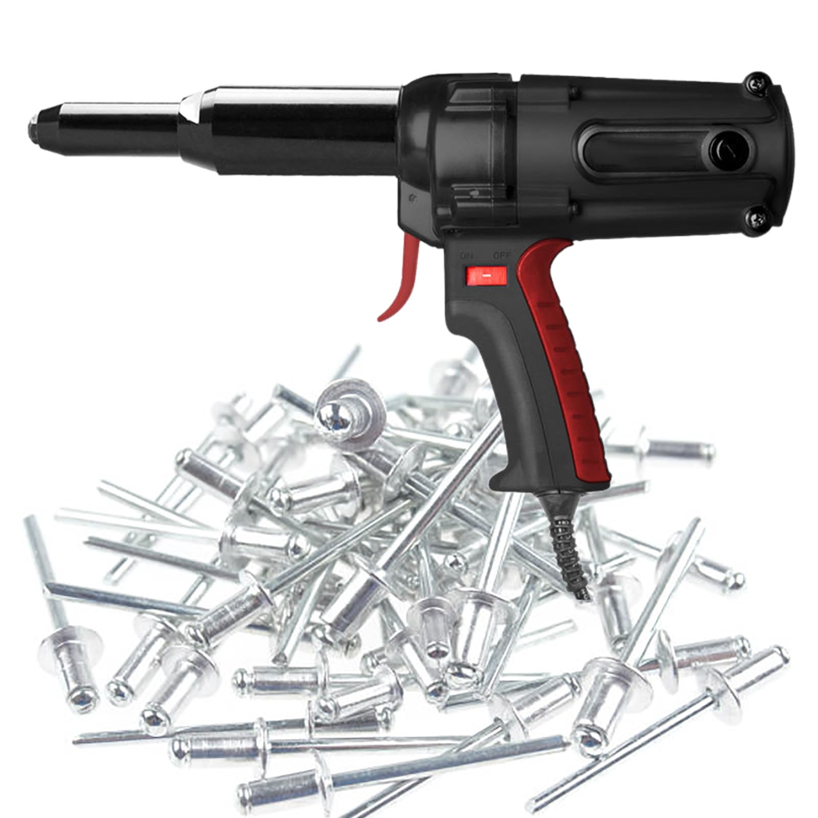 Remachadora con Cable, Kit Profesional de Herramienta Remachadora de Extracción de Núcleo Automática Eléctrica de 220 V, con Estuche, para Remaches de 5/32"(4 mm) a 1/4"(6,4 mm)