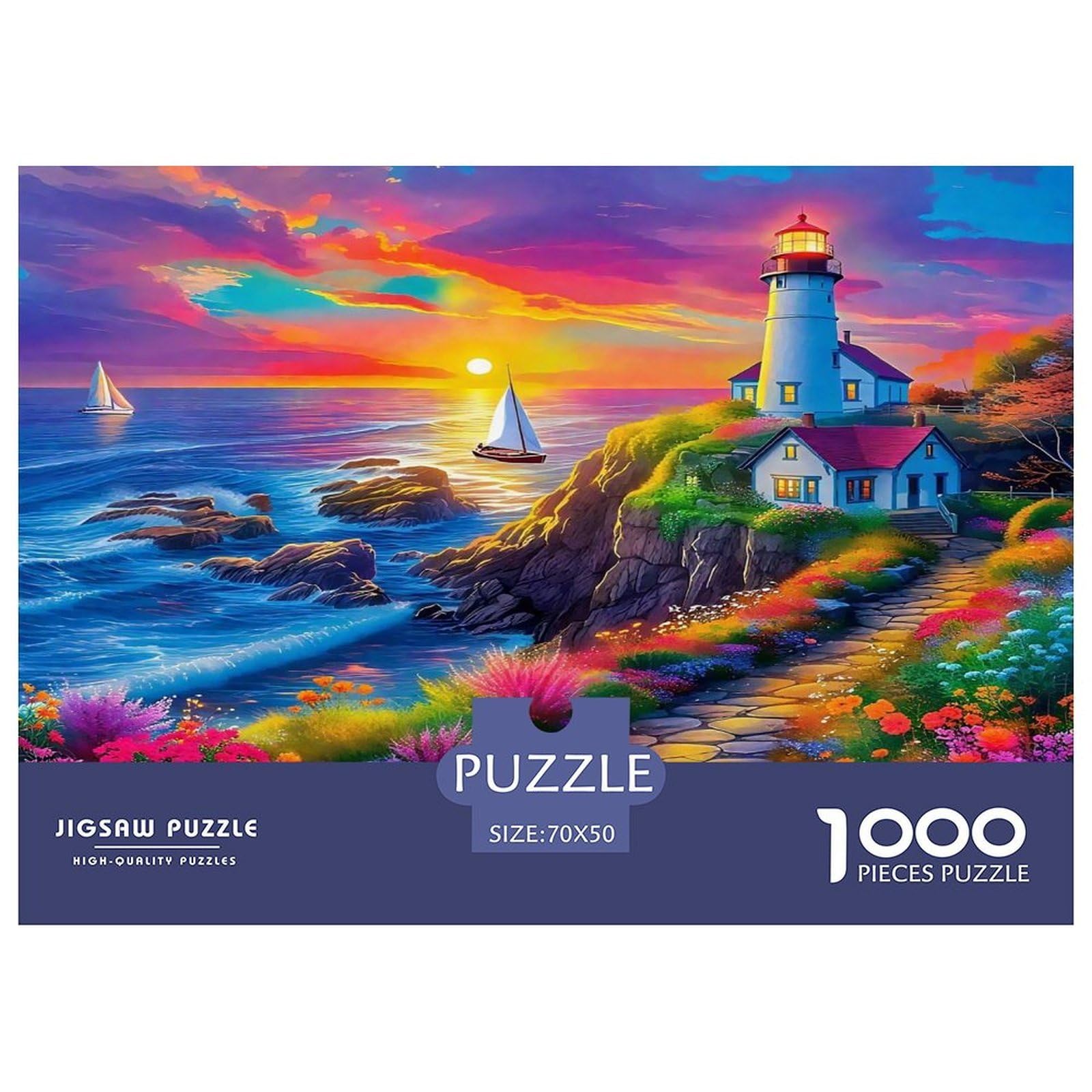 Puzzle de 1000 piezas de faro costero para relajación en el hogar y decoración 8