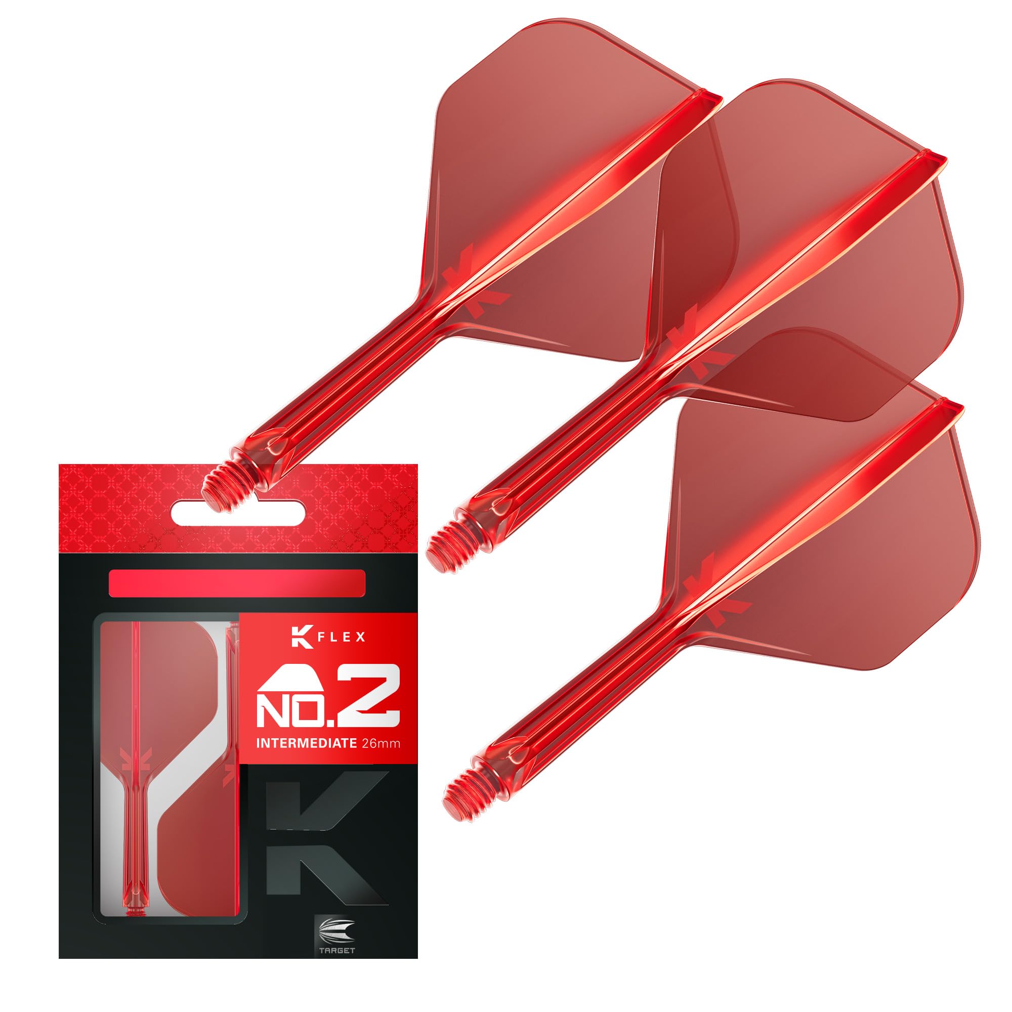 Target Darts K Flex Integrated Dart Flights And Shafts, No.2 | Pack Of 3 K-Flex - No2, Kflex All In One Moulded Dart Flight & Stem Lengths: Short, Intermediate & Medium | Professional Dart Accessories