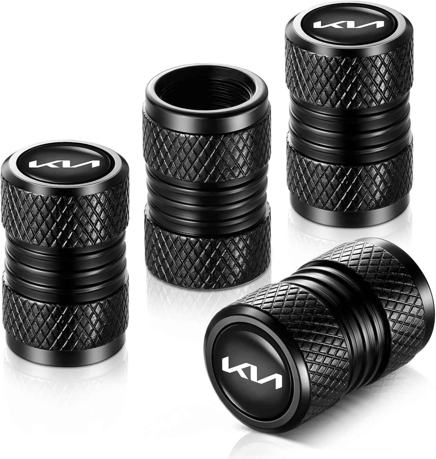 YHEESHIGN Tire Valve Stem Caps, Compatible with Kia Series Stem Cap Universal Car Air Cover Car Accessories for Cars, SUV, Truck, Motorcycles 4pcs (Black)