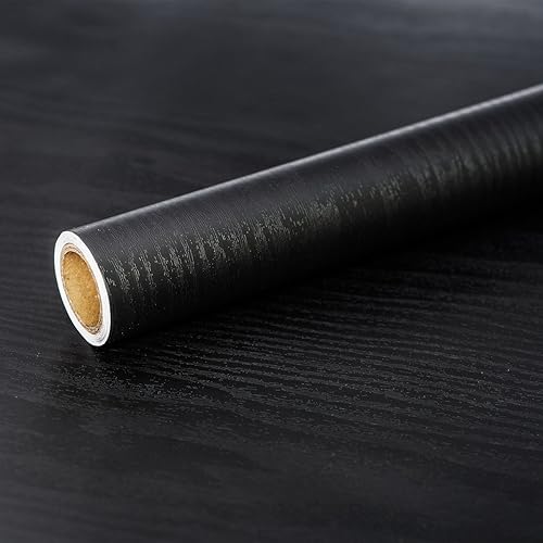 24 x 196 de madera negra papel autoadhesivo decorativo película de muebles de madera real sensación táctil superficies fáciles de limpiar