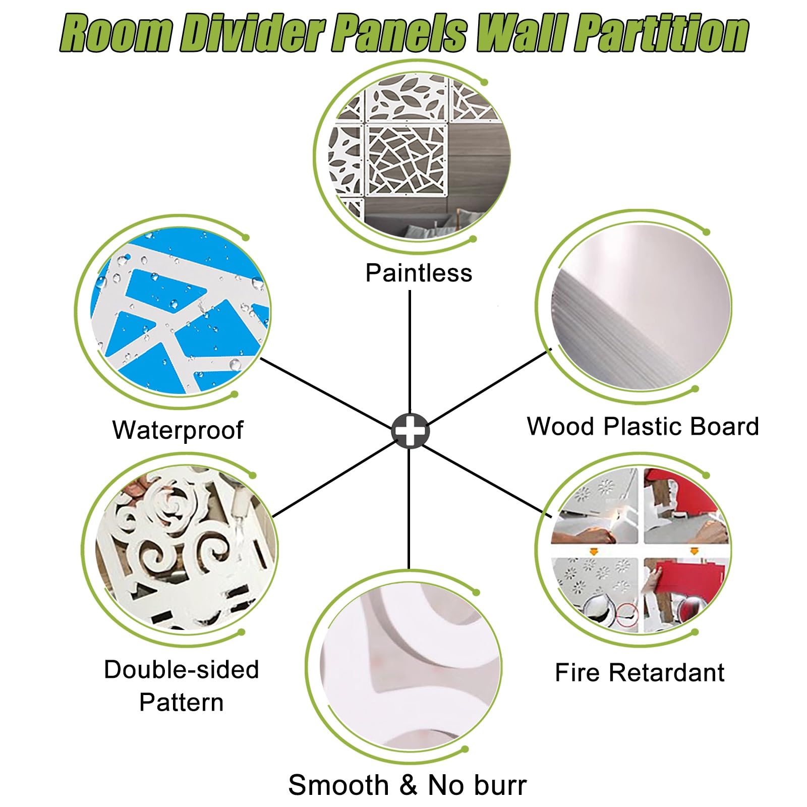 Pannelli divisori da soffitto da appendere, 12 pezzi, 24 pezzi, divisorio per soggiorno, ufficio, camera da letto, pareti temporanee, decorazione per interni, legno bianco, plastica, bianco/stile a-2