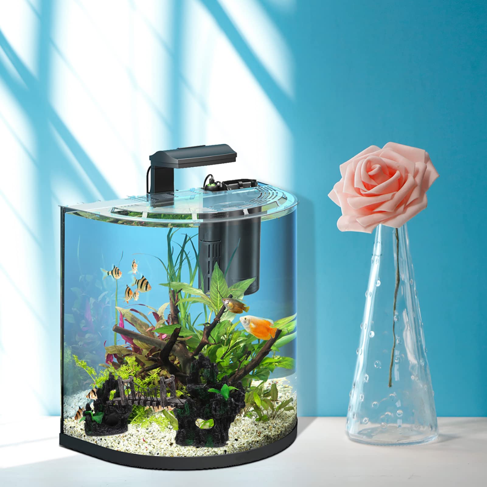 GALPADA Decorazione per Acquario Struttura in Resina Facile da Usare Design Creativo e Semplice, Giocattolo e Passerella di Riposo per Animali Acquatici in Contenitore o Tavolo
