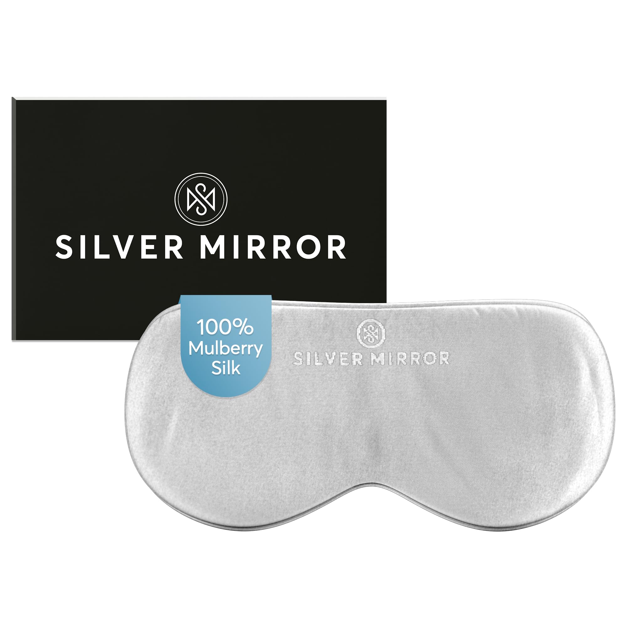 Silver Mirror Sleep Mask 100 Silk Pure Mulberry Silk Light Blocking Eye Mask with Elastic Strap for Sleep