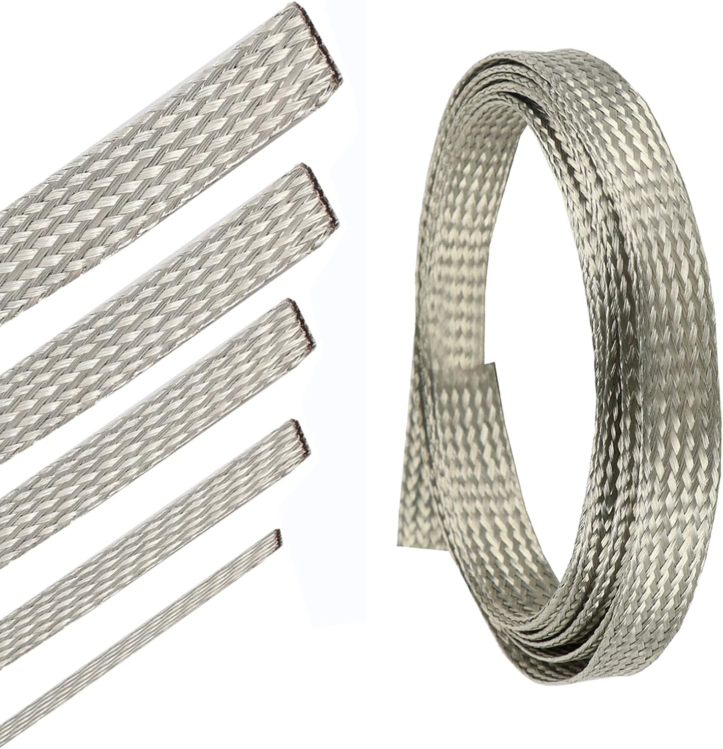Tinned Copper Braid Wire Shielding Sleeve Ground Strap EMI