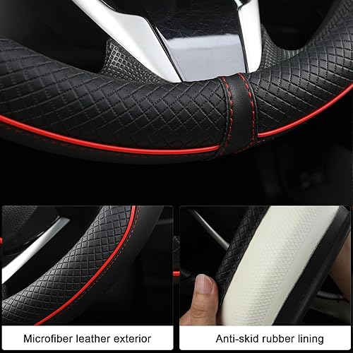 Miniatura 10 de West Llama Funda personalizada para volante de automóvil Dodge RAM 1500 2500 3500, 15.5-16 pulgadas (negro + azul tamaño grande)