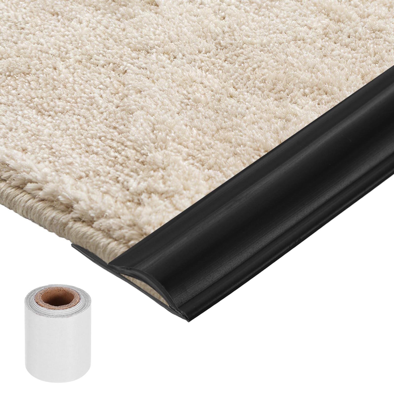 sourcing map Carpet Transition Strip,6.5ft x 1.3in Silicone,Black — image 1