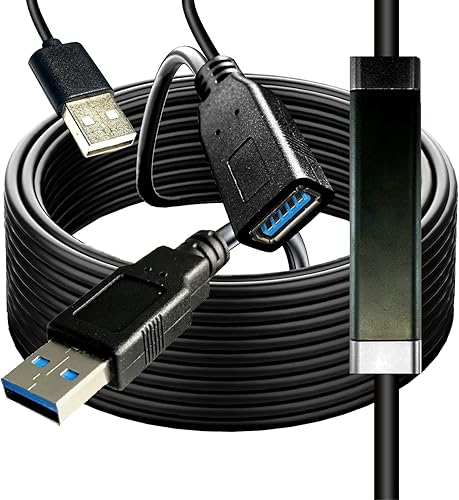 Extensor USB 3.0 de 15 pies (macho a hembra), cable extensor USB compatible con cámaras web, cámaras, teléfonos, concentradores USB, ratones,