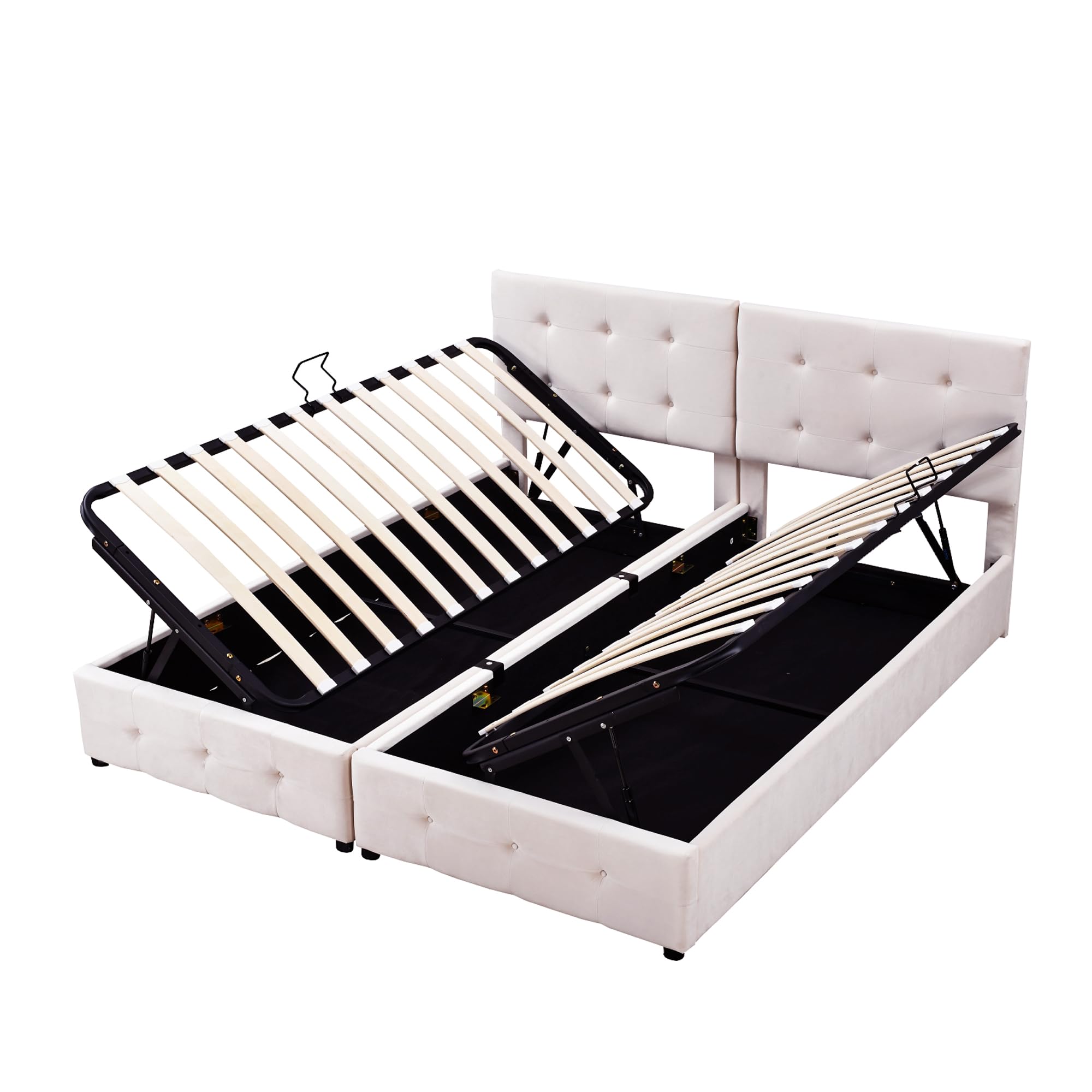 Kayan Letto a molle, 180 x 200 cm, con cassettone, letto matrimoniale imbottito con rete a doghe, telaio con vano portaoggetti, per camera da letto, letto funzionale, tessuto in velluto, senza