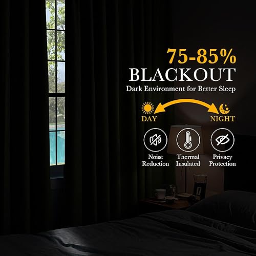 Miniatura 191 de PONY DANCE - Cortinas opacas aisladas térmicamente, set de 2 cortinas opacas con bolsillo para barra / pestaña trasera, paneles de cortinas opacas,