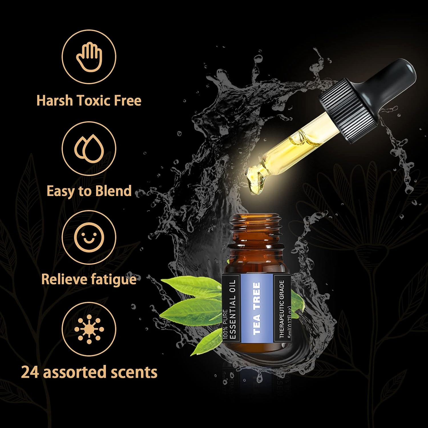 24 Bottons Essential Oil Set, Premium Scented Fragrance Oils for Soap, Candle Bath Bombs Making (5ml/0.17oz)