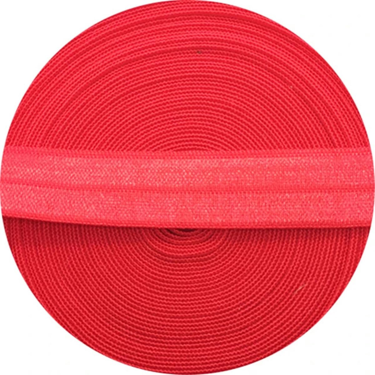Cinta elástica de 10/15/20/25 mm Multicolor Pliegue sobre spandex Costura elástica Banda de cintura de encaje Accesorio de ropa-Rojo-Rollo de 25 mm-50 yardas