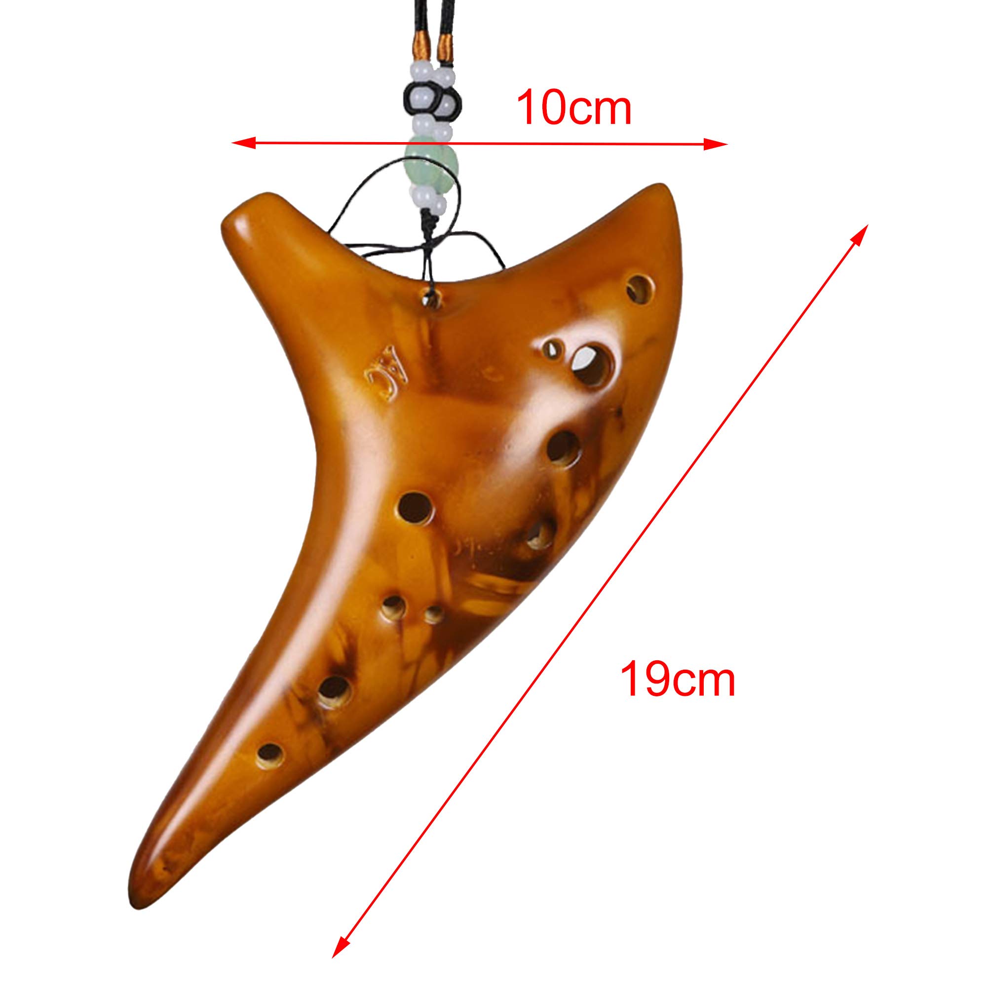 Ocarina, ocarina 12 fori, replica in ceramica, Alto C Crackle Pattern Ocarinas Ceramica, strumento musicale, Zelda Ocarina con sacchetto protettivo, Songbooks Neck Perizoma Neck Cord(Giallo)