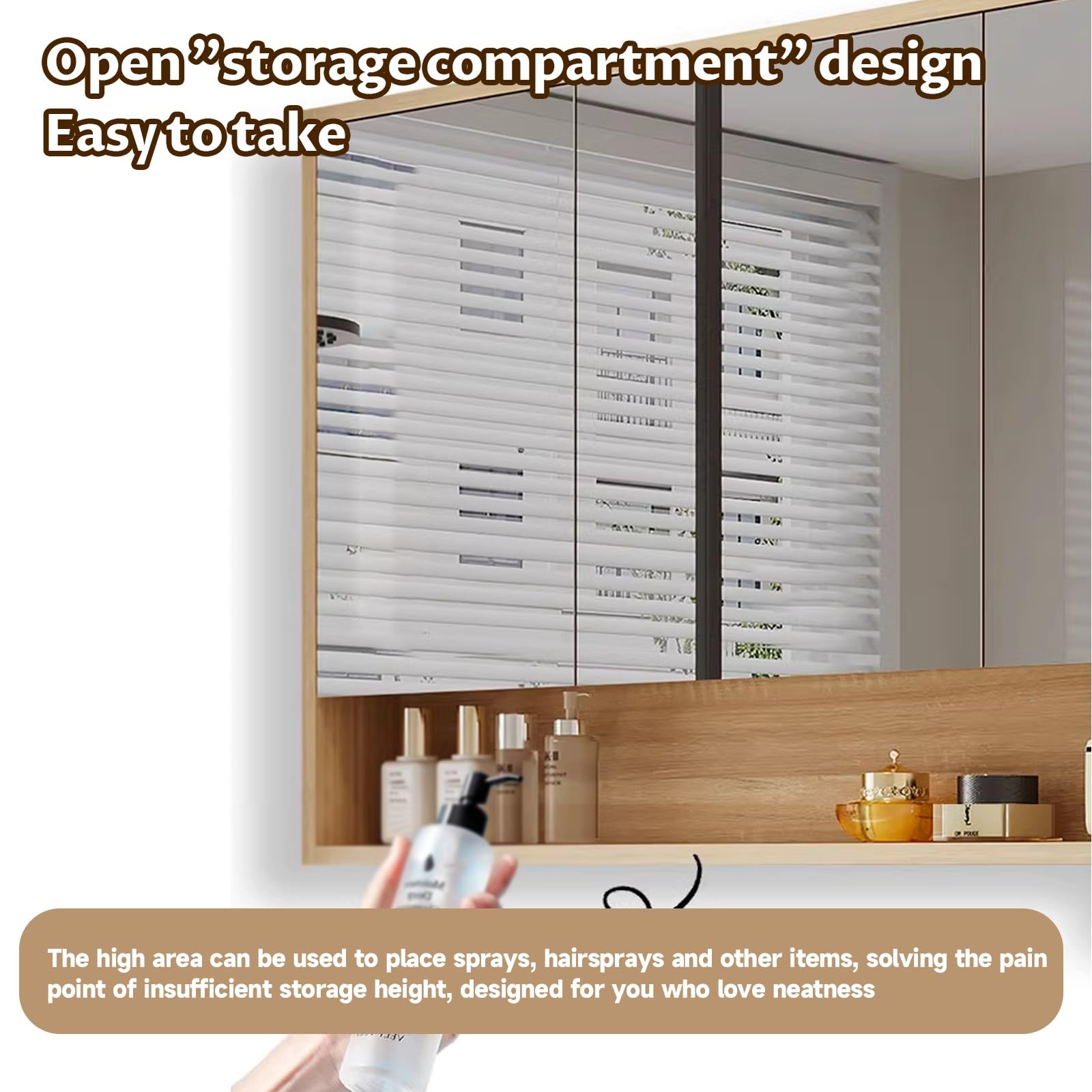 Mueble Espejo baño,con Espejo/Gran Espacio de Almacenamiento/Accesorios de Hardware/fácil instalación/rechazo de Ruido(Cream Gray,80cm/31.5in)