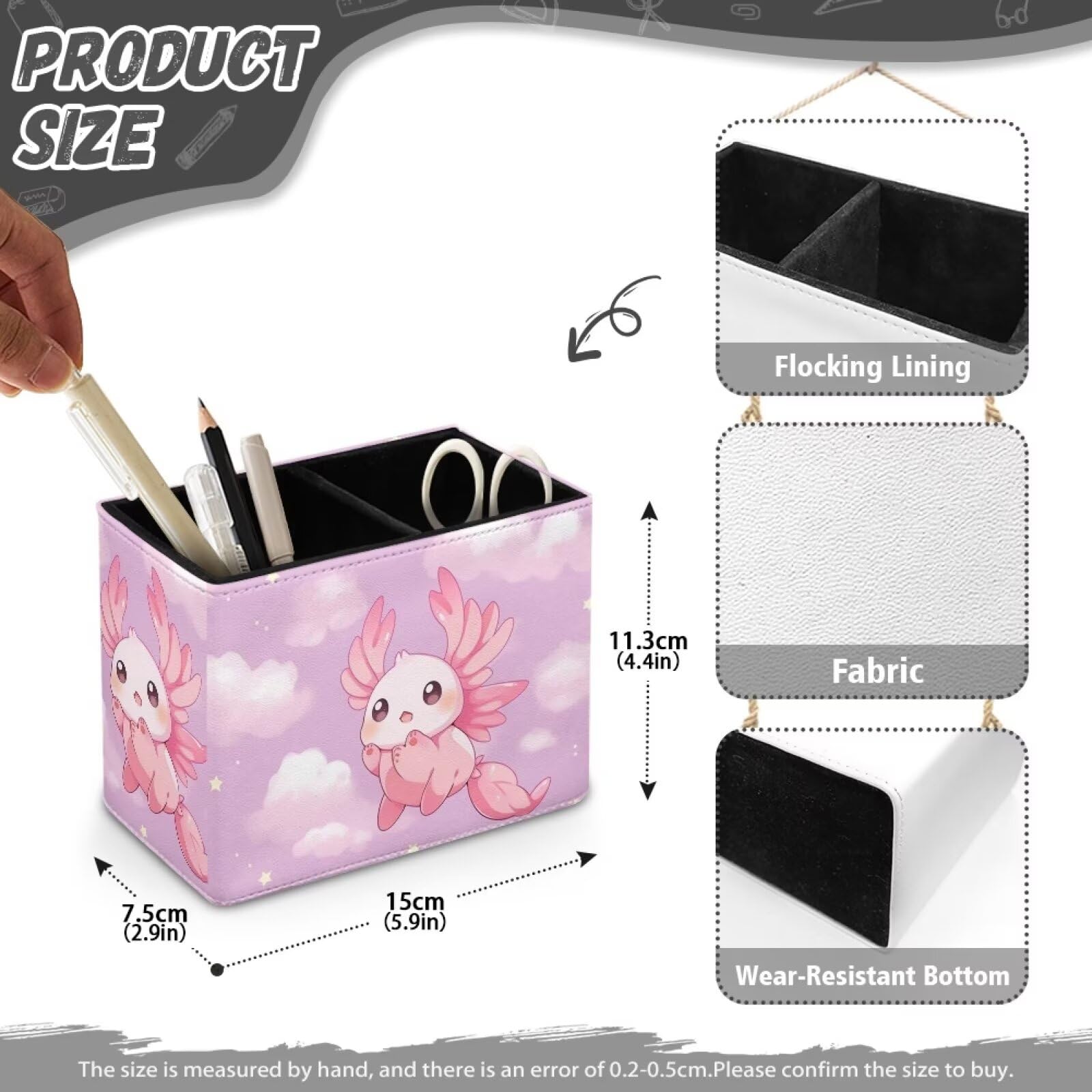 Amazon.com: ZUXONGSY Axolotl Pen Holder Cute Pink Pen Holder for