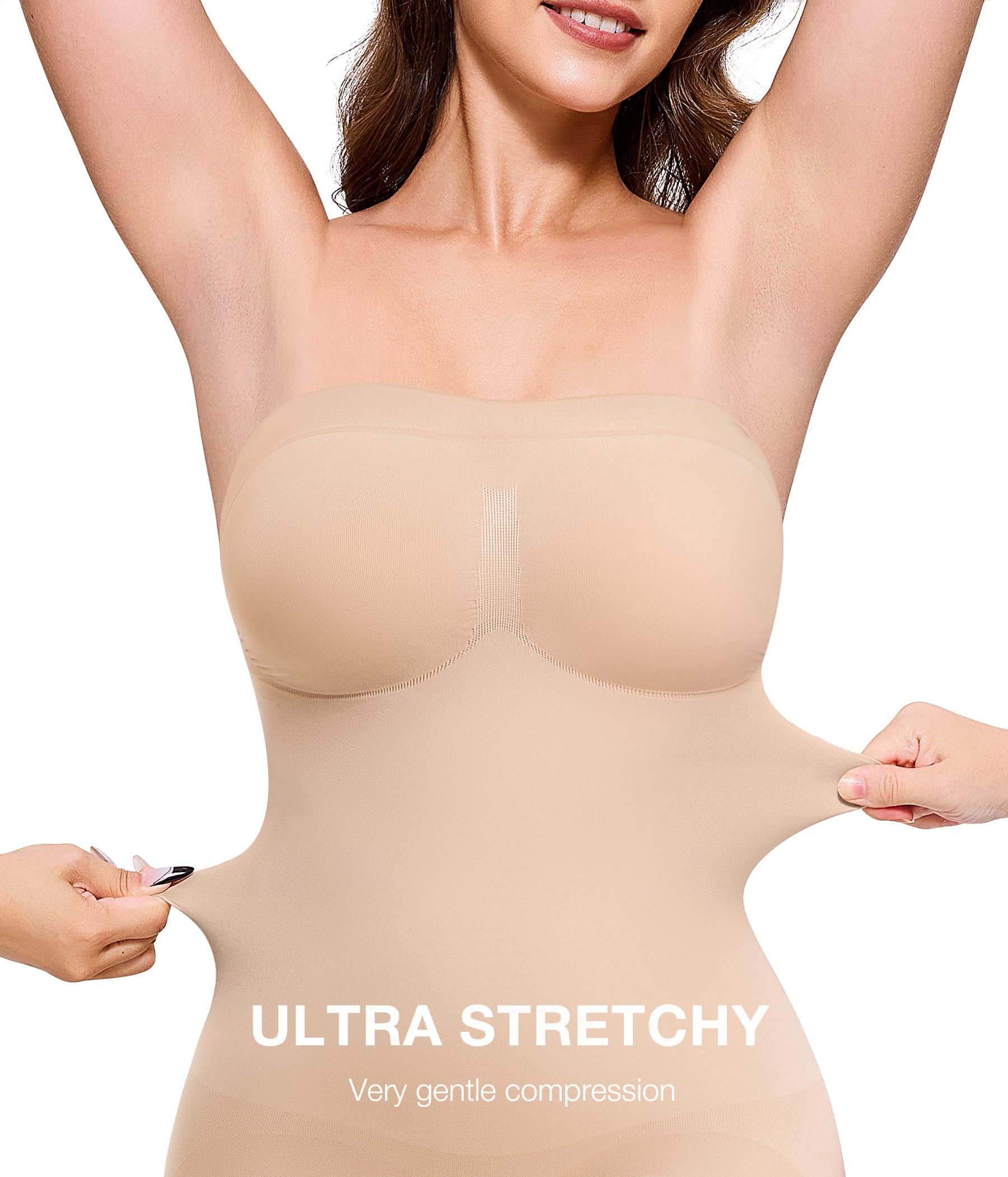 CtriLady - Bodi moldeador sin tirantes para mujer, control de abdomen, sin costuras, tirantes extraíbles.