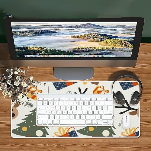 Miniatura 6 de Bonita alfombrilla de mouse de Navidad grande para juegos con base de goma antideslizante para cara lisa, alfombrilla de mouse grande para hombres,