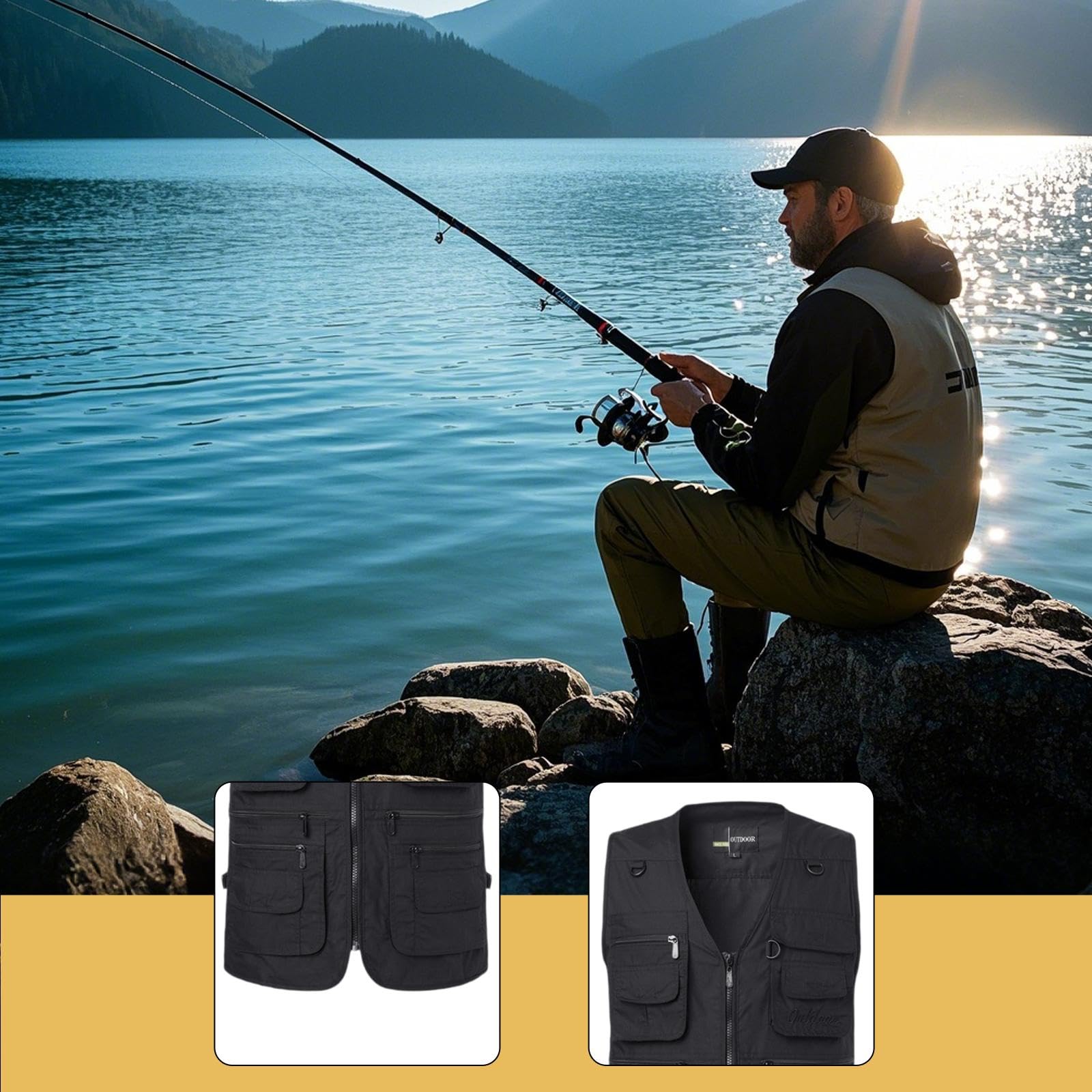 MERIGLARE Gilet de Pêche, Veste de Pêche à La Mouche, Gilet de, de Randonnée et de Photographie.
