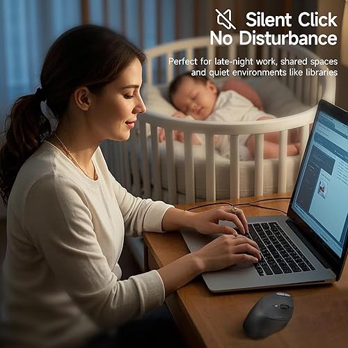 Miniatura 3 de SANWA Ratón inalámbrico Bluetooth + 2.4G, silencioso, ergonómico, ratón de pulgar vertical programable, conexión de 2 dispositivos, compatible con