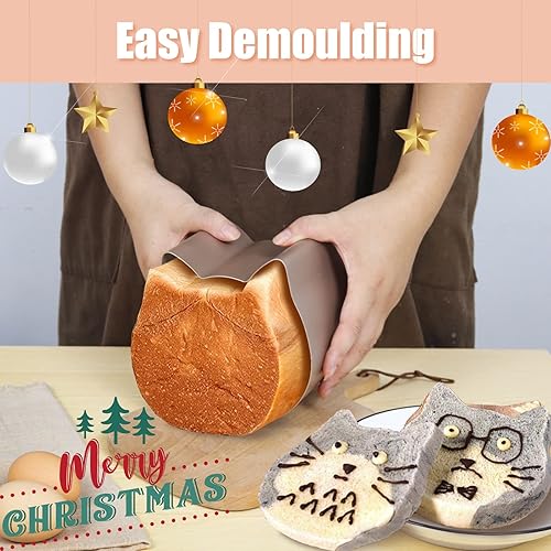Miniatura 3 de DAWAD Molde para pan de gato con revestimiento antiadherente de acero al carbono, bricolaje, para hornear pasteles de queso, pan, postres, oro