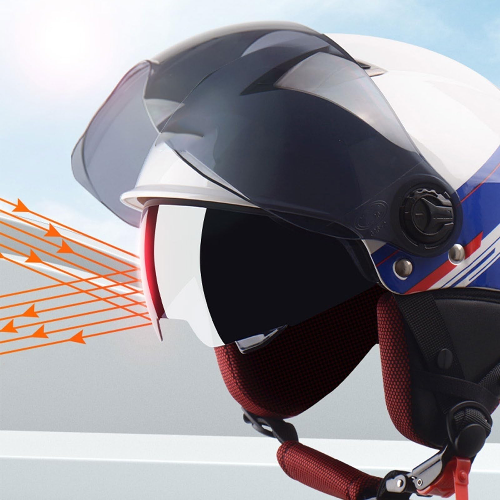 Casque Moto Demi-jet Vintage - Homologué ECE/DOT - Avec Lunettes Intégrées - Style Rétro Pour Scooter Et Cruiser