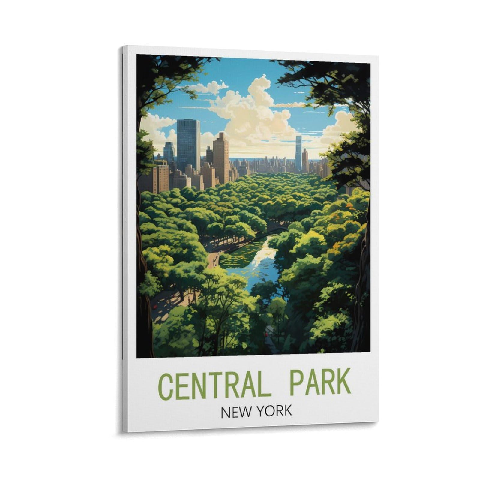 LOLWNNI Central Park New York Vintage Travel Posters 24x36inch(60x90cm) Canvas Wall Art Print Picture Paintings for Living Room Bedroom Decor