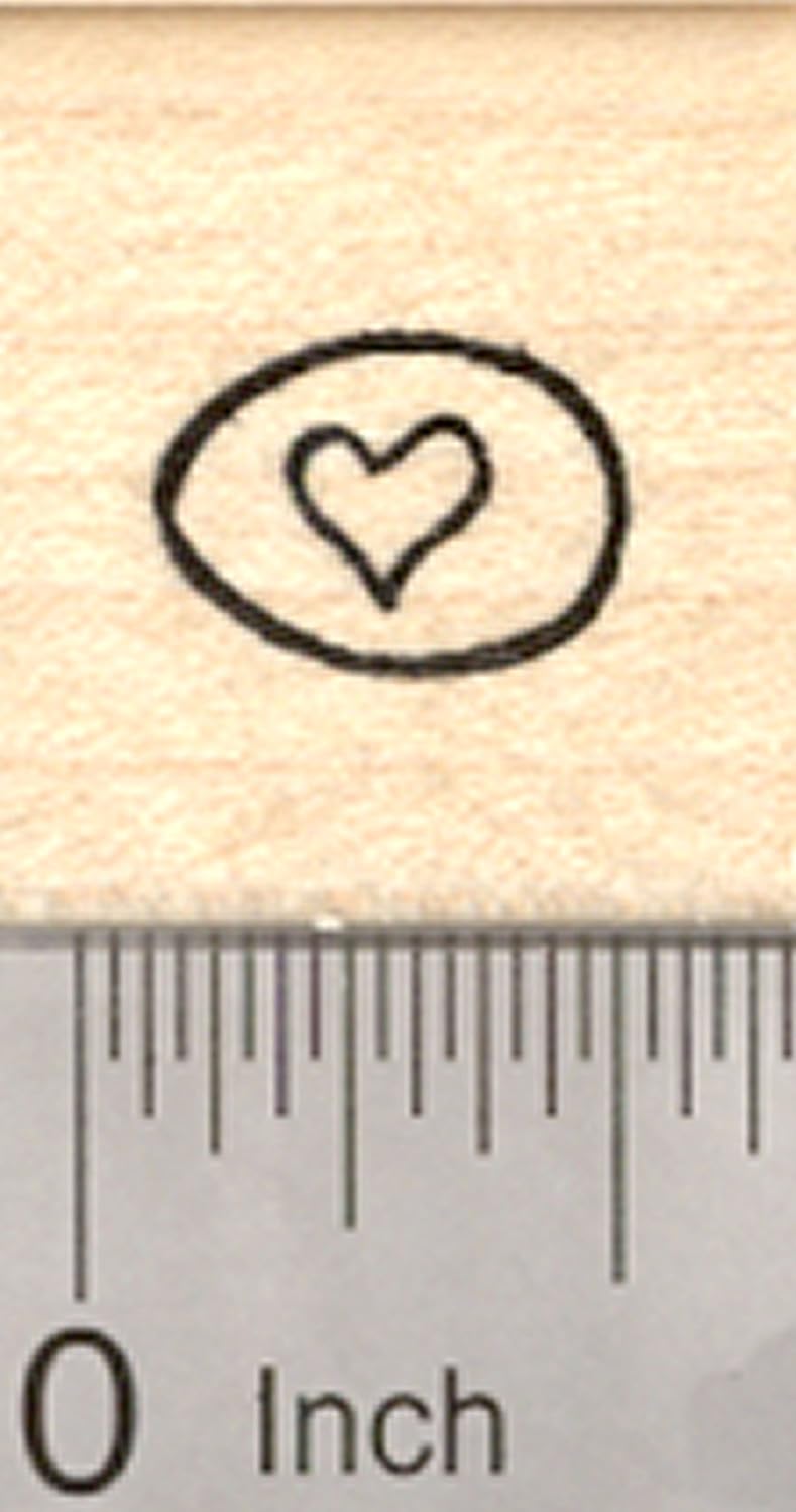 Tiny Easter Egg Rubber Stamp, with Heart Decoration, Valentine