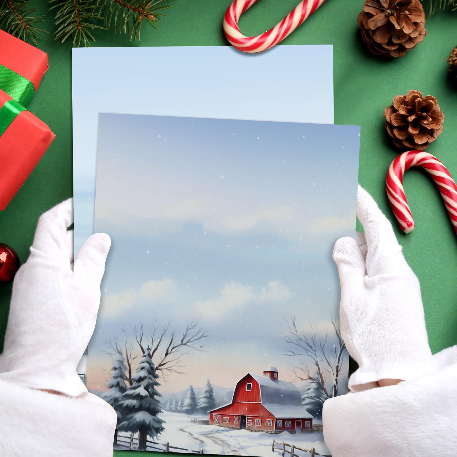 Teling 48 hojas de papel de papelería de Navidad de 8.5 x 11 pulgadas, papel de impresora, papel de carta de Navidad, papel de escritura, papel de membrete para notas, tarjetas de felicitación,