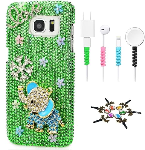 Miniatura 4 de STENES Sparkle - Carcasa para Samsung Galaxy S21 Ultra (4 unidades), diseño de brillantes brillantes en 3D hechos a mano, con protector de cable,