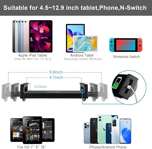 Miniatura 5 de Soporte de suelo para tableta con base de doble peso, soporte de metal giratorio de 360 grados con soporte flexible de cuello de cisne de brazo