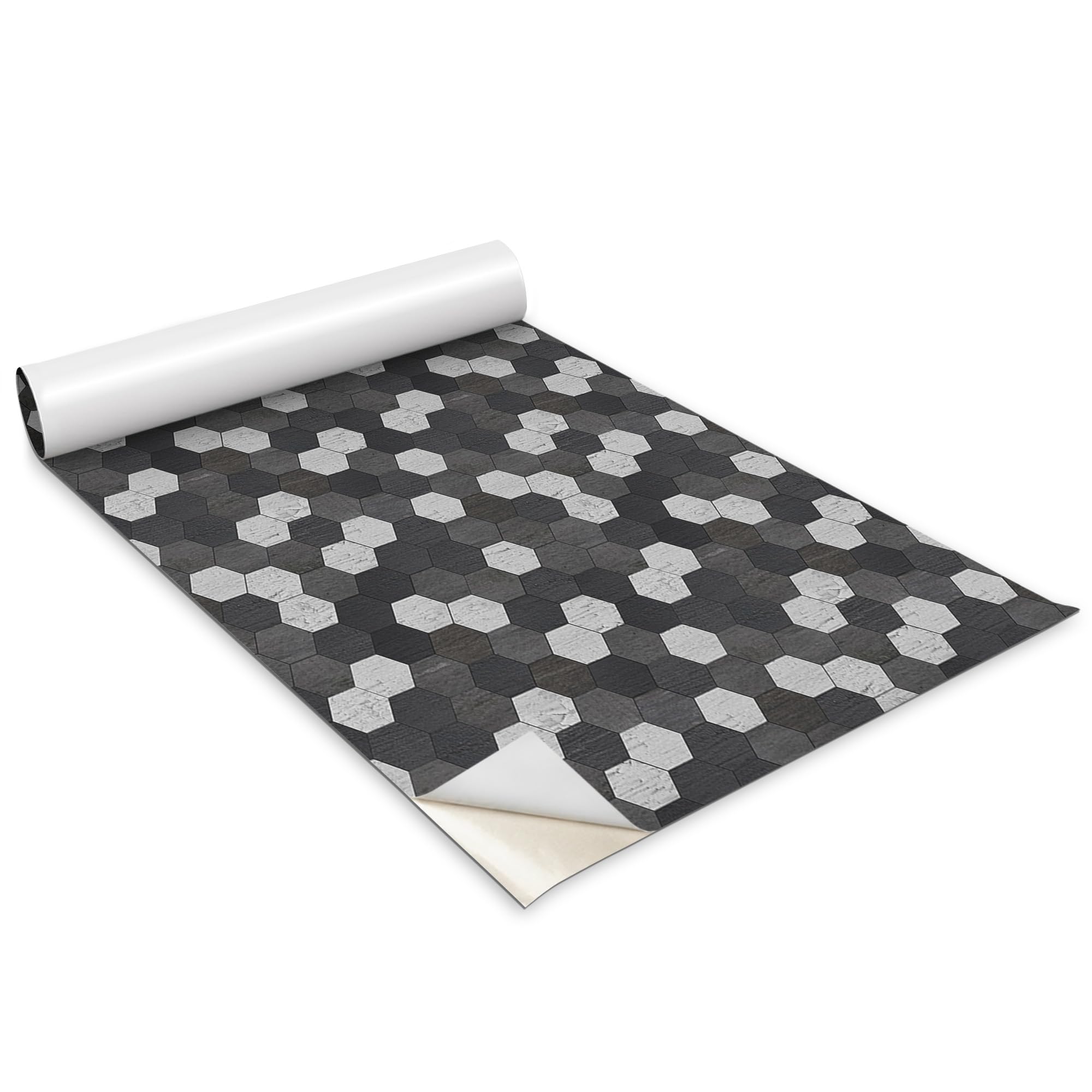 Papier peint autocollant pour masquer les defauts de meuble avec motif cubes gris