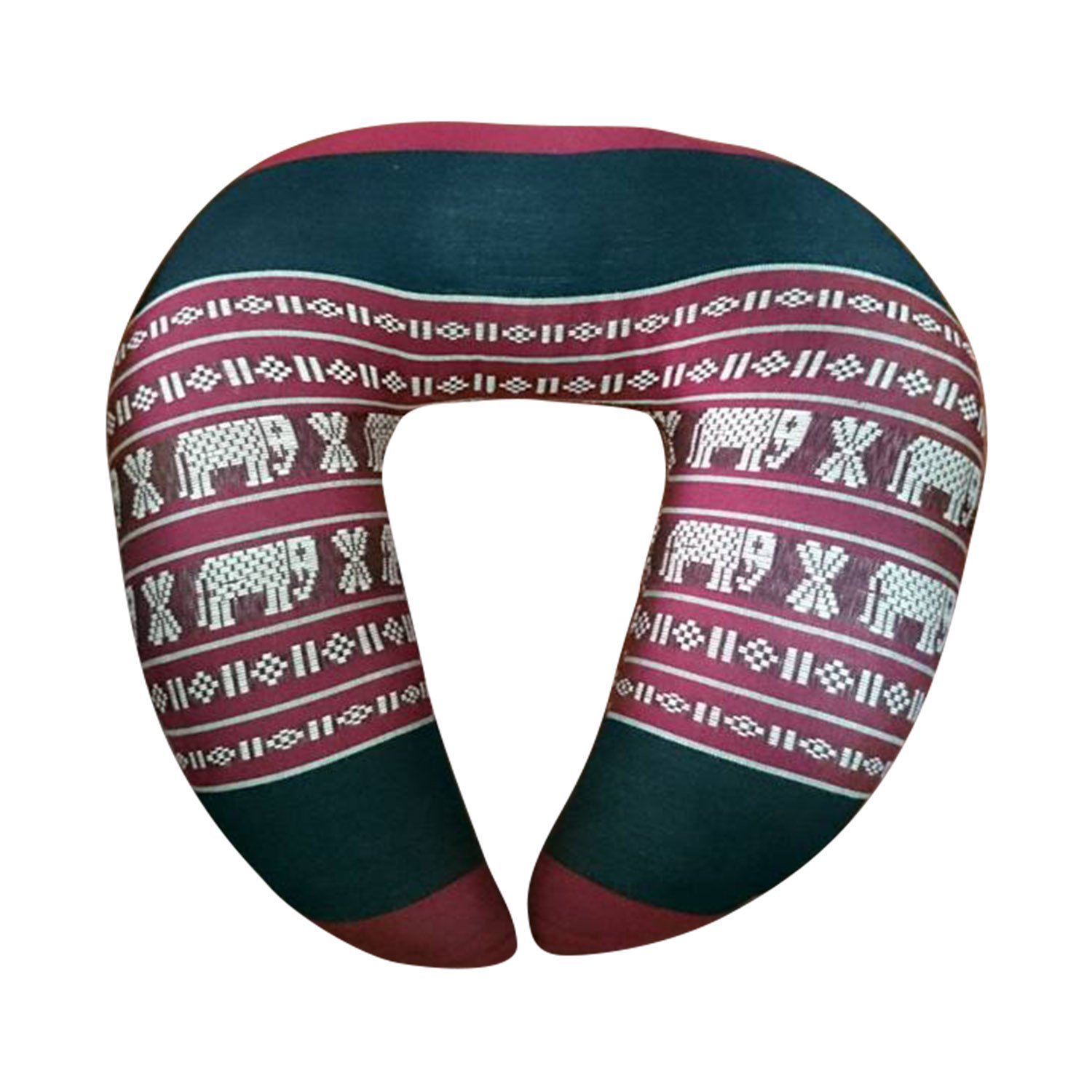 Neck Pillow – Multi-Purpose Pillow, Adjustable Neck Support Cushion,Chiropractic,Comfortable Trip for Flight,Train,Bus, Travel Pillow, Original Elephant Design Handicraft from Thailand