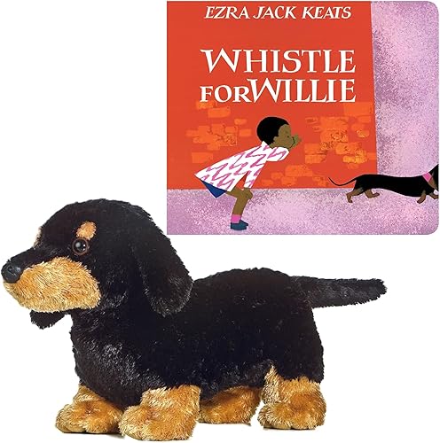 El juego de regalo Ezra Jack Keats incluye silbato para Willie libro de tablero con perro de peluche de perro salchicha y bolsa de regalo We 3 Books