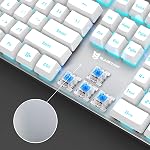 Merdia Hot Swappable 104 Clés mécaniques pleine taille PC Clavier de jeu de bleu commutateur blanc mécanique filaire claviers d'ordinateur LED Allumé en arrière 104 Clés US Étalonnage du clavier de jeu filaire