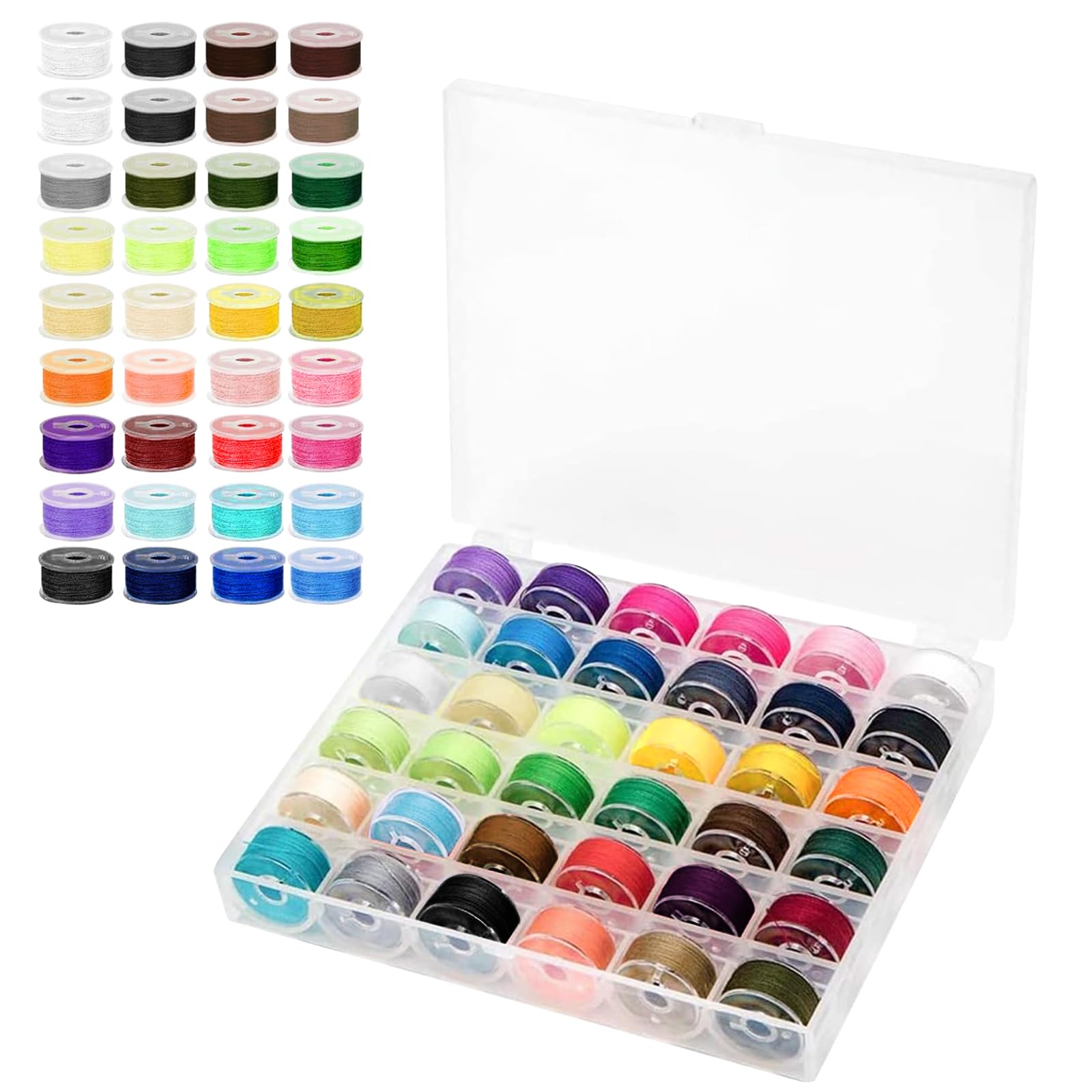 Assorted Color Bobbin Set 36 Pcs Sewing Machine Bobbin Kit With Threads ...