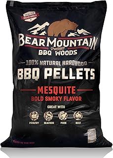 Bear Mountain All Natural Wood Pellets for Smoker, Grill & BBQ, 40 Lbs, Mesquite - Premium Hardwood Barbecue Pellets for Indoor and Outdoor Grilling