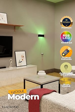 luciole Dikdörtgen Led Abajur Aplik Yatak Odası Lambası Rgb Işık Çok Renkli 16 Renkli 4 Animasyonlu Duvar