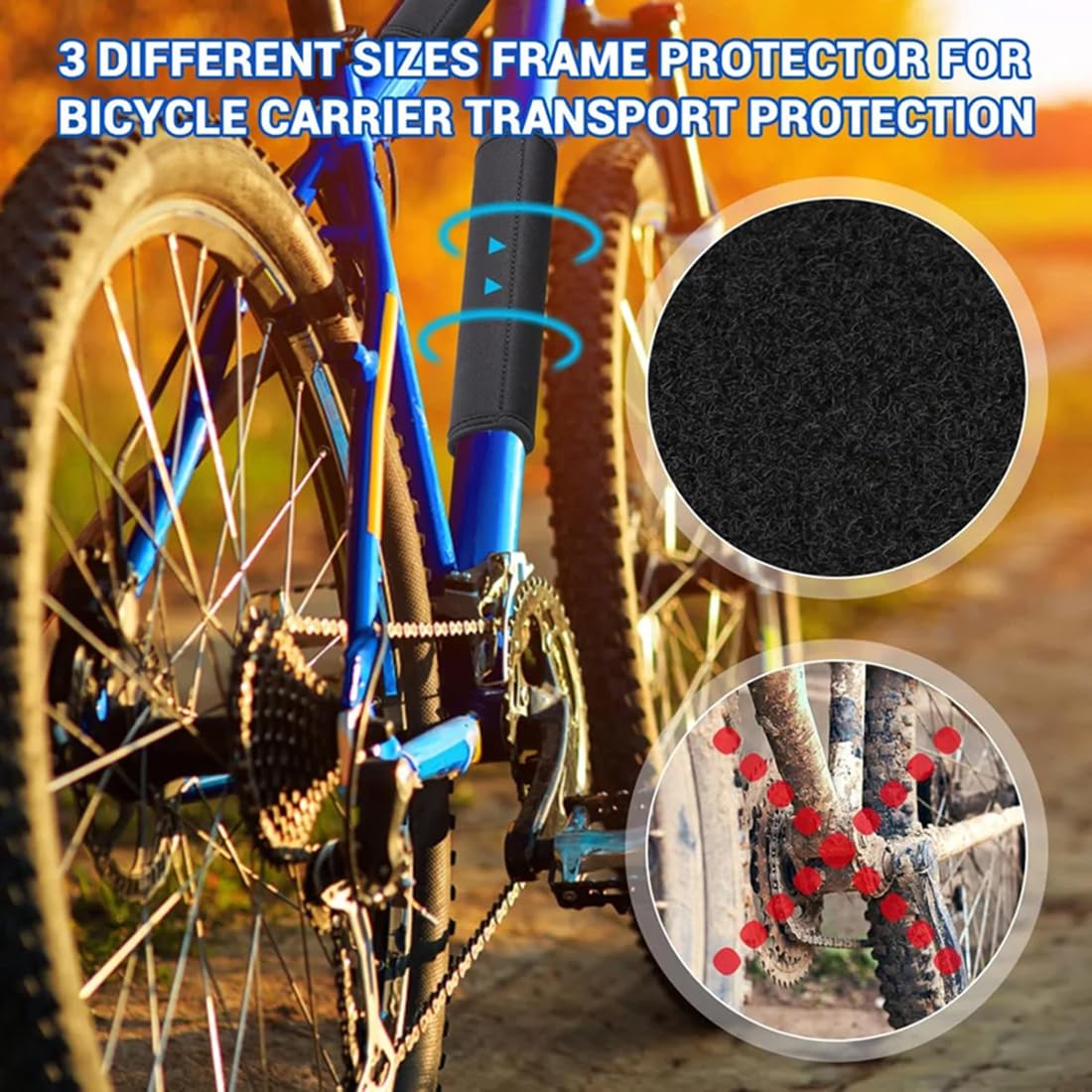 Lot De 3 Protections De Cadre Vélo NHPY – Néoprène 5 Mm Anti-rayures, Scratch Large, Pour VTT Et Vélos De Route