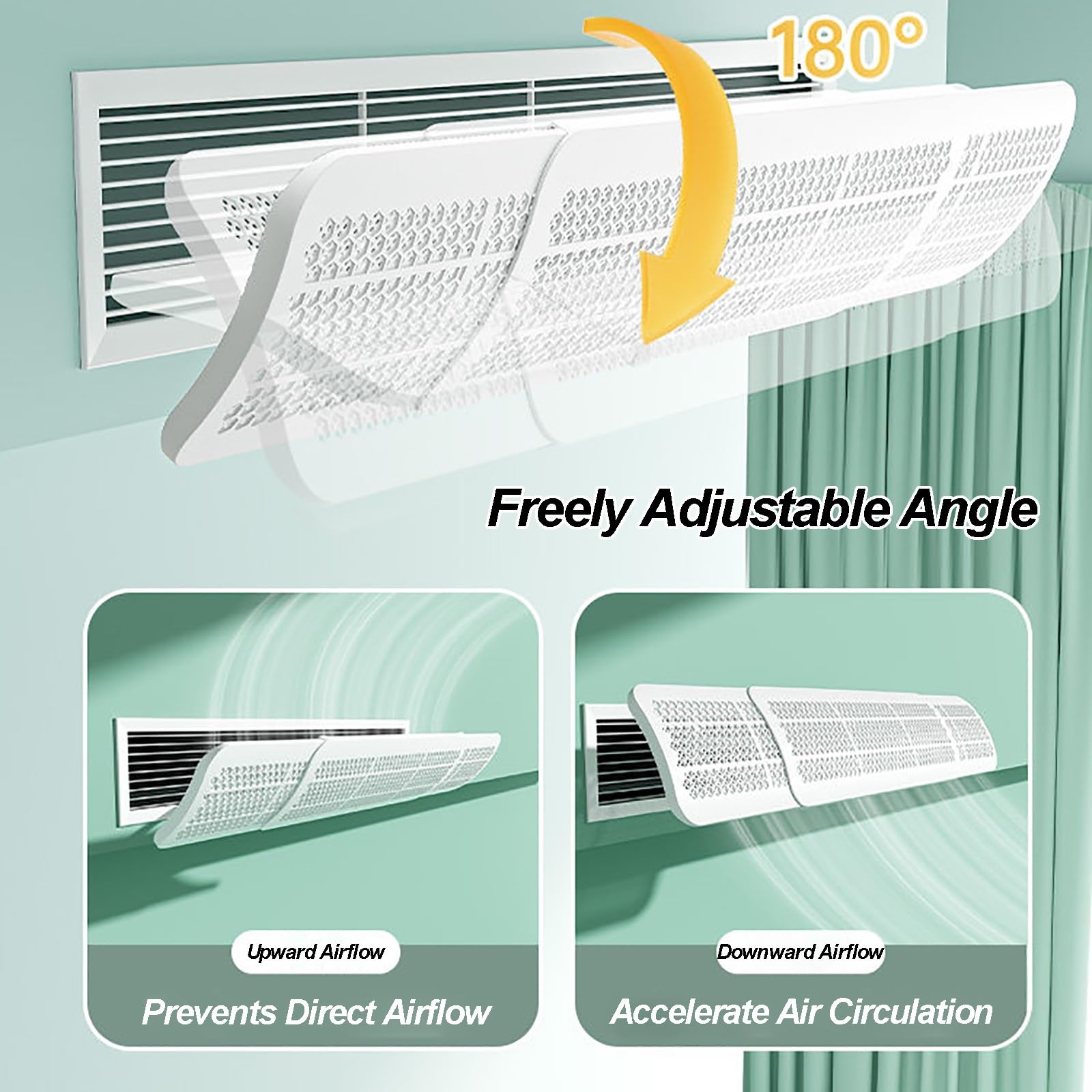 Deflettore Condizionatore Universale per Bocchette, Deflettore Aria Condizionata a Soffitto (Impianti Centralizzati), Evita il Flusso Diretto, Angolo Regolabile(57x19 cm/22x7 in)