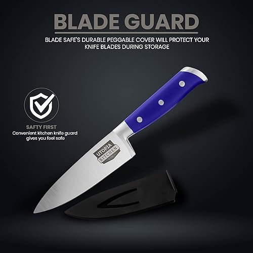 Miniatura 4 de Utopia Kitchen Cuchillo de cocina de chef de 6 pulgadas, cuchillo de cocina de acero inoxidable al carbono con funda y mango ergonómico, cuchillo de